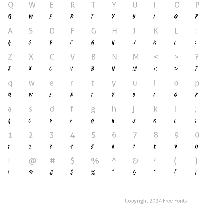 Character Map of Hey Jack Regular