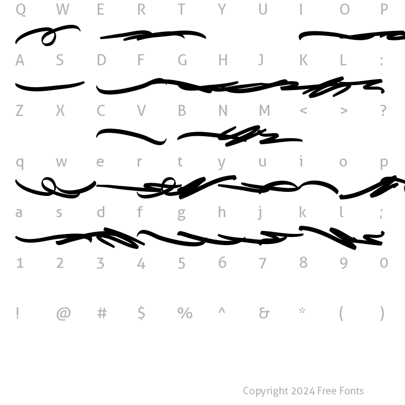 Character Map of Hey Sunset Swash Medium