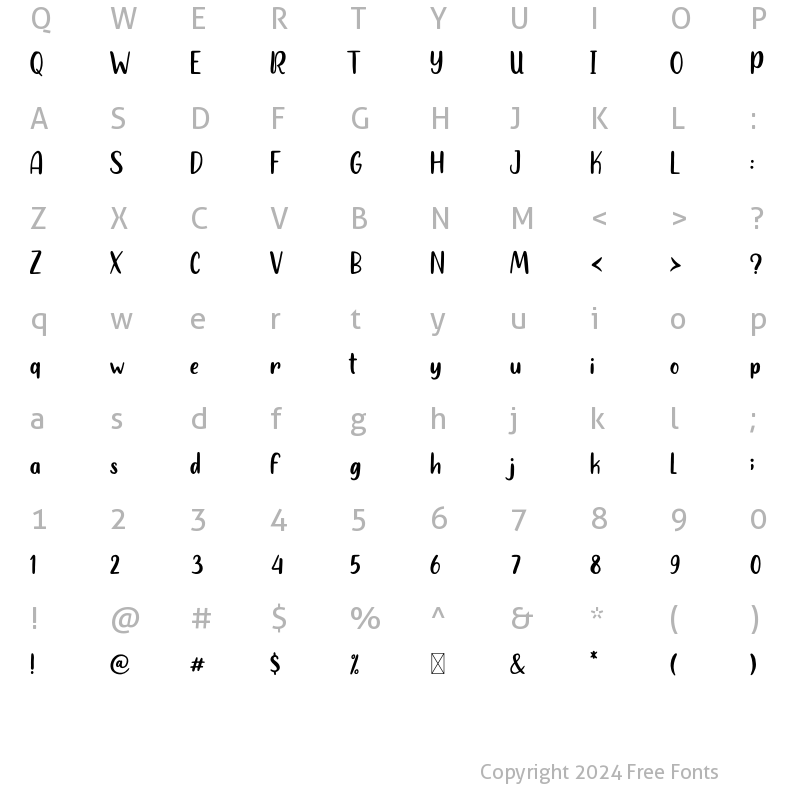 Character Map of Heylolly Regular