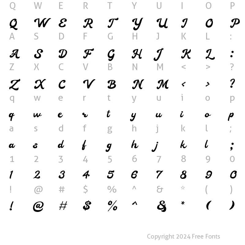 Character Map of Heylova Script Regular