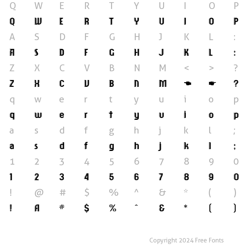 Character Map of Hf American Diner Inline Regular