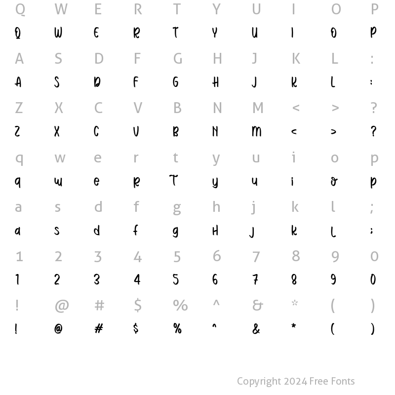 Character Map of Hi Christopher Regular