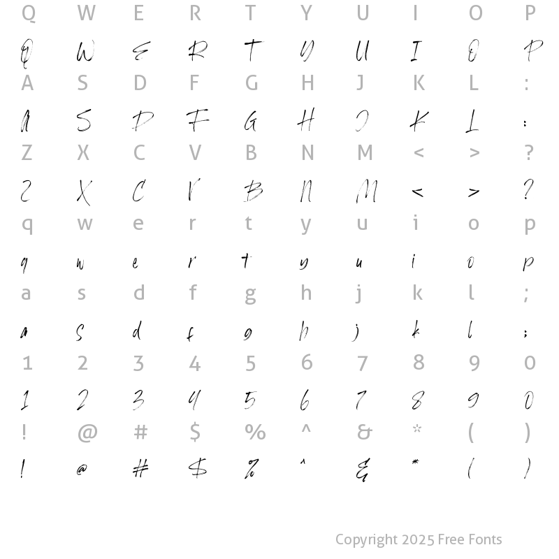 Character Map of Hi Morgane Regular