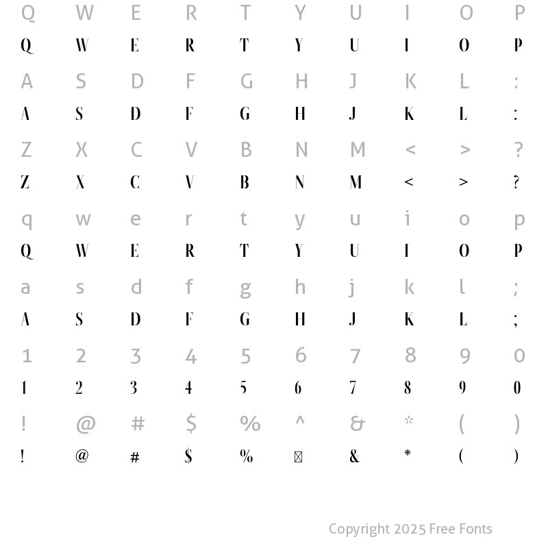 Character Map of Hibiscus Titling