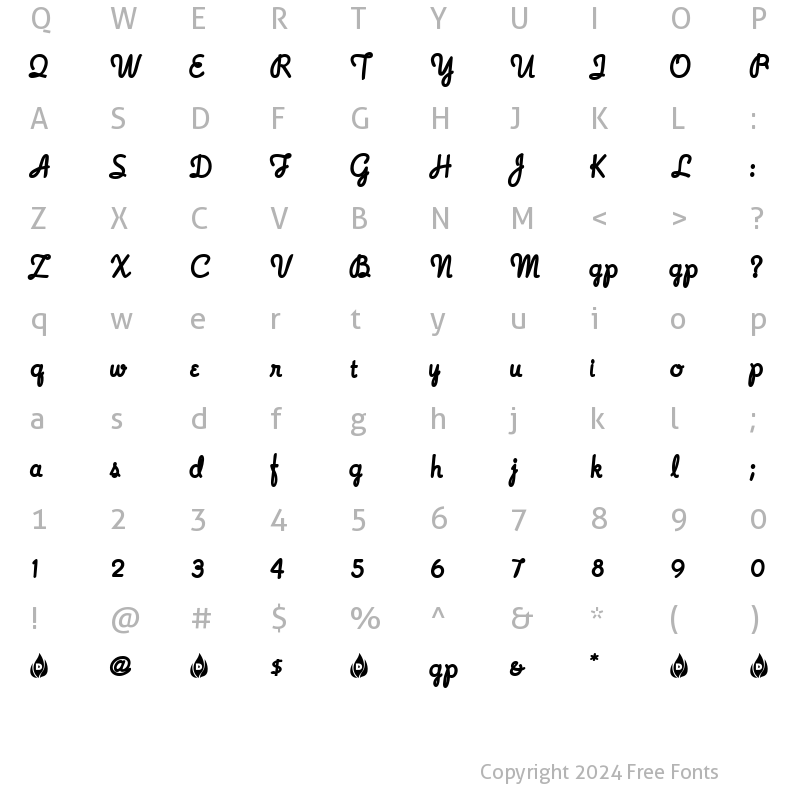 Character Map of HickoryWind Regular