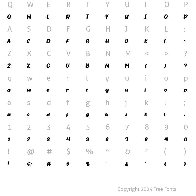 Character Map of Hidden Cocktails Italic