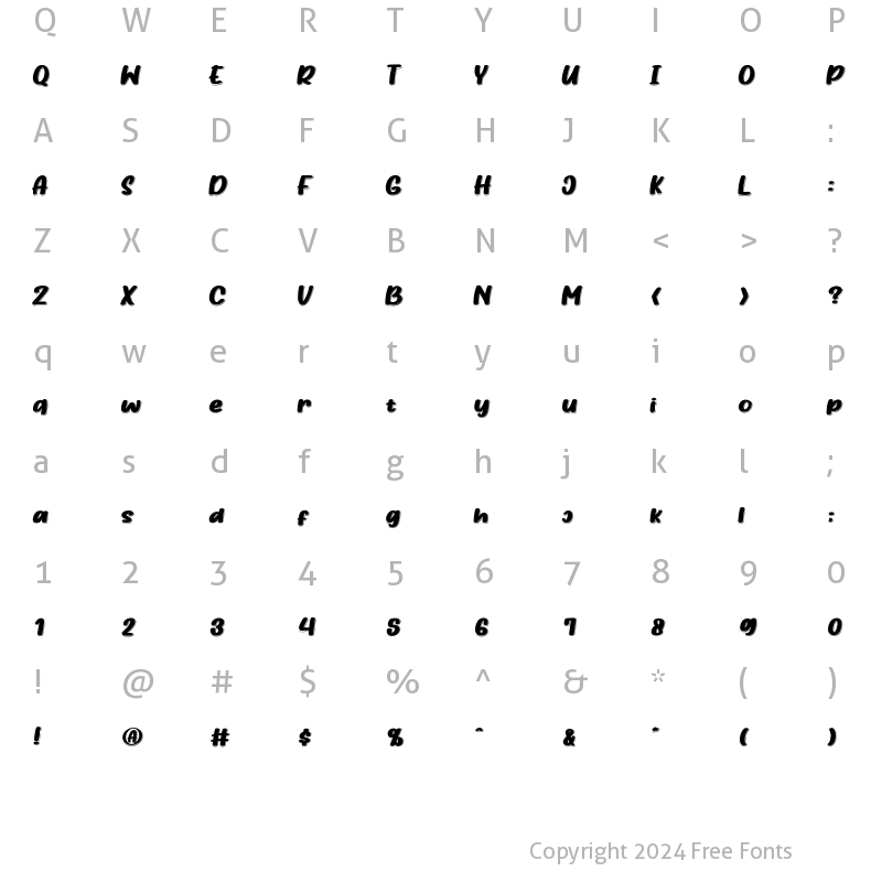 Character Map of Hidden Cocktails Italic Shadow