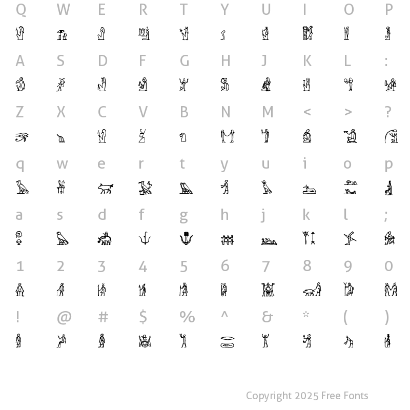 Character Map of Hieroglify Hieroglify