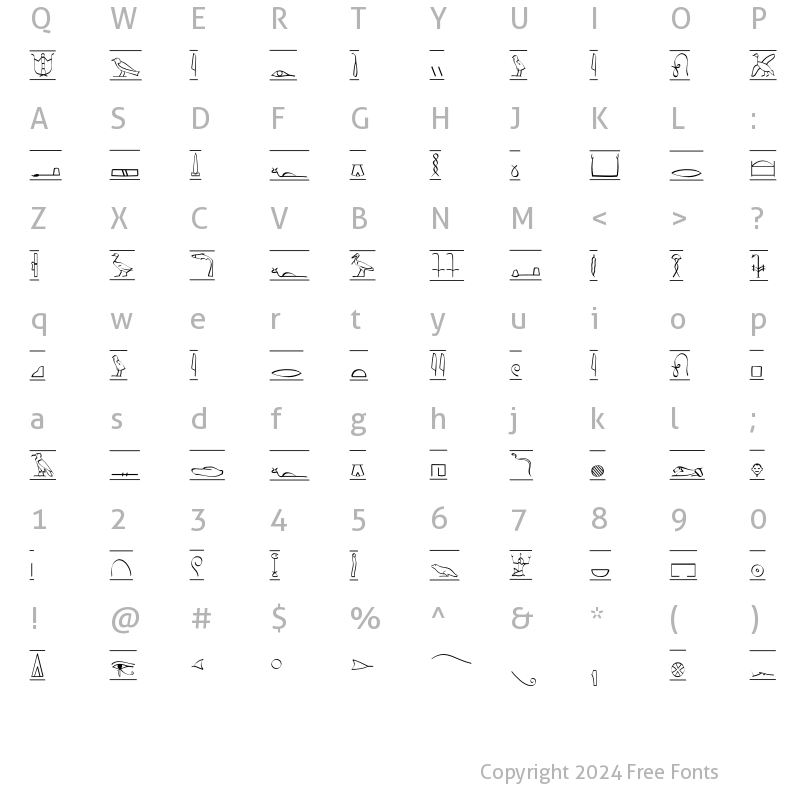 Character Map of Hieroglyphic Cartouche Regular