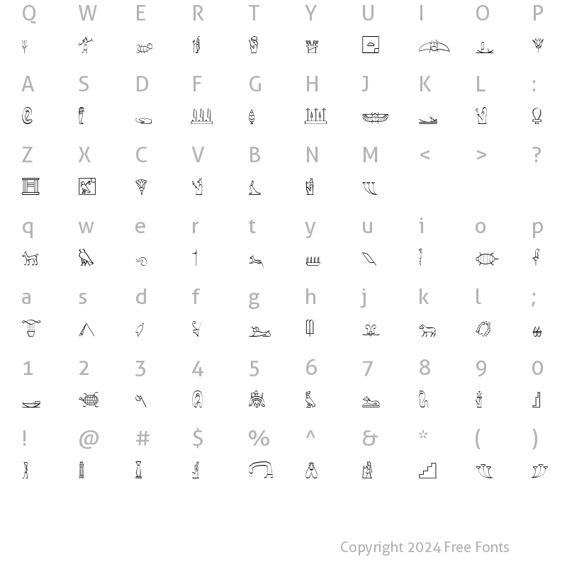 Character Map of Hieroglyphic Decorative Regular