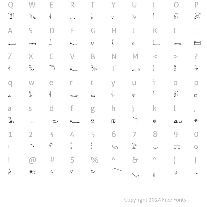 Character Map of Hieroglyphic Phonetic Regular