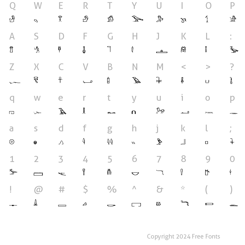 Character Map of Hieroglyphics Normal