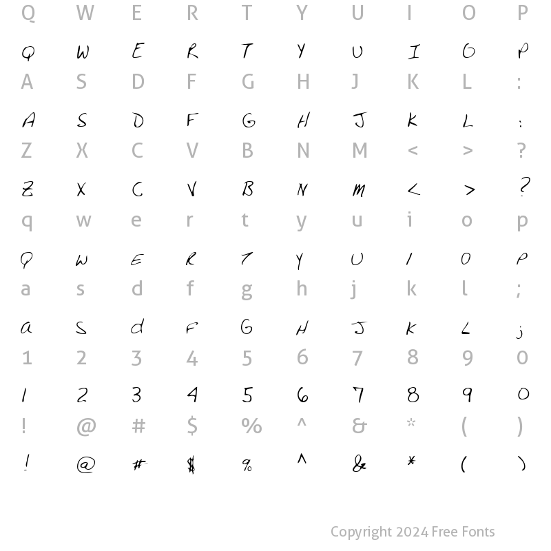 Character Map of HigginsHand Regular