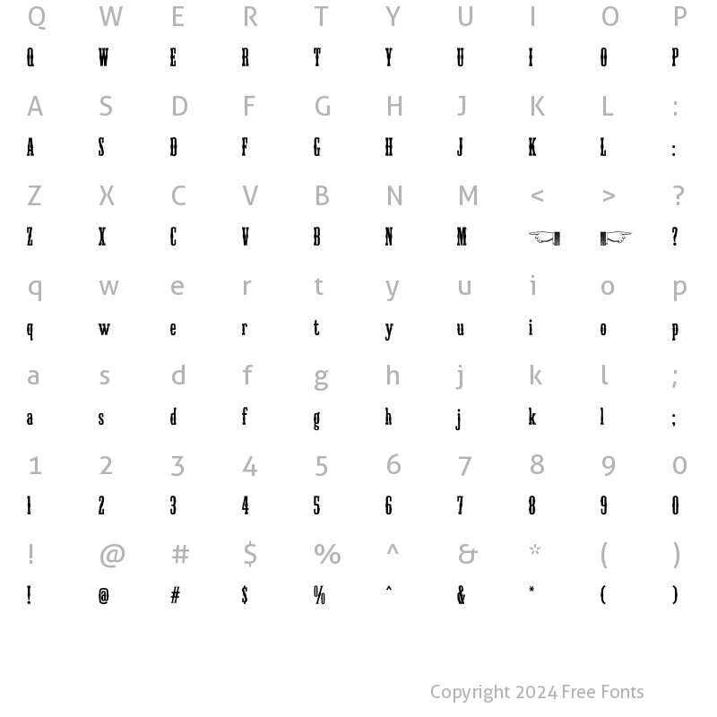 Character Map of High Country Regular