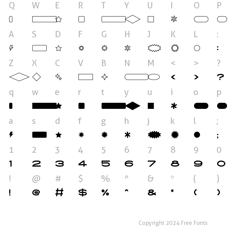 Character Map of High Cruiser Dingbats