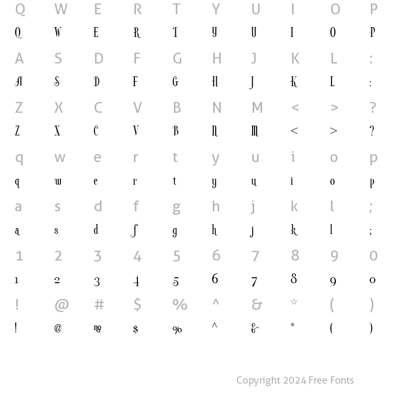 Character Map of High Society NF Regular