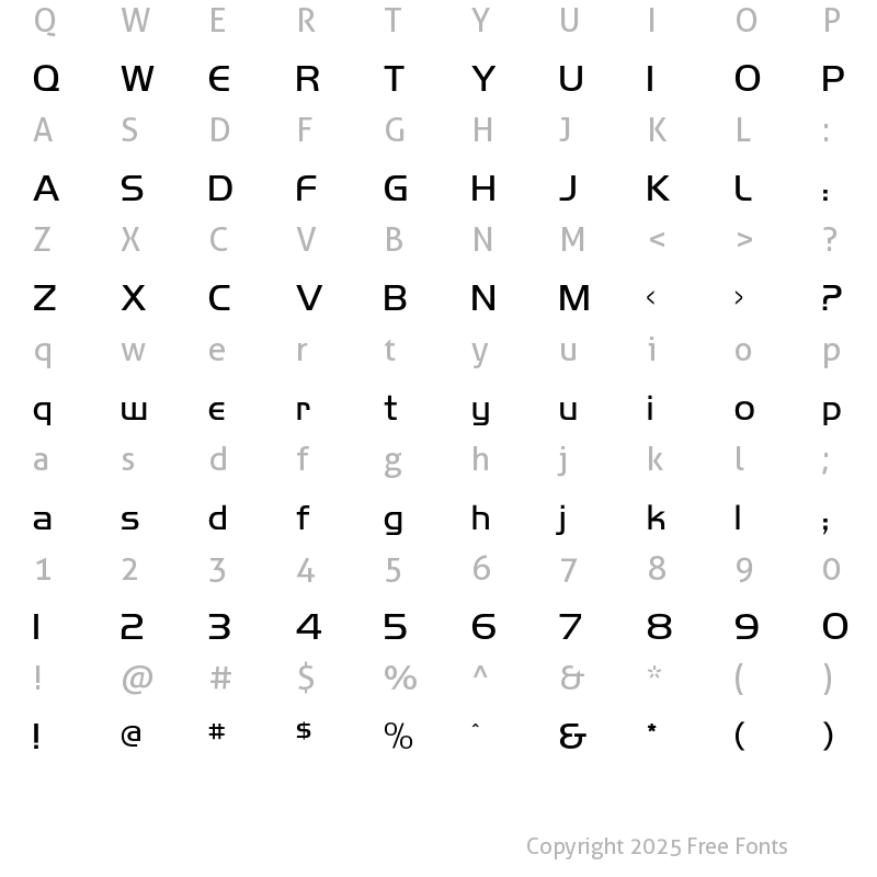 Character Map of HighlandGothicLightFLF Regular