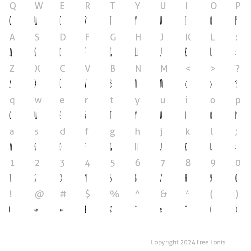 Character Map of HIGHLIGH Light