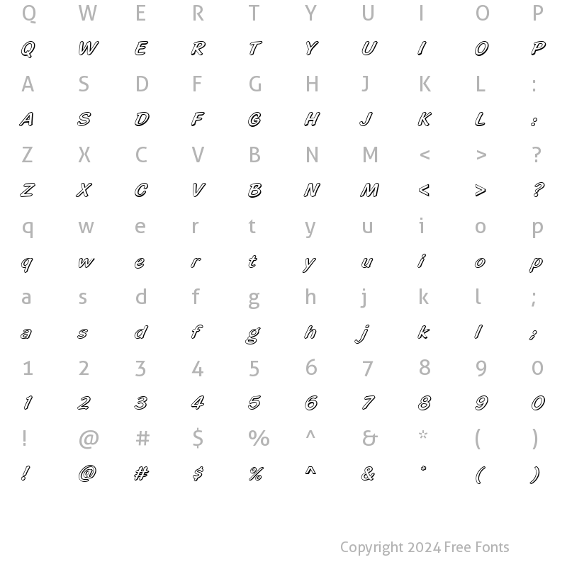 Character Map of Highlight Becker Regular