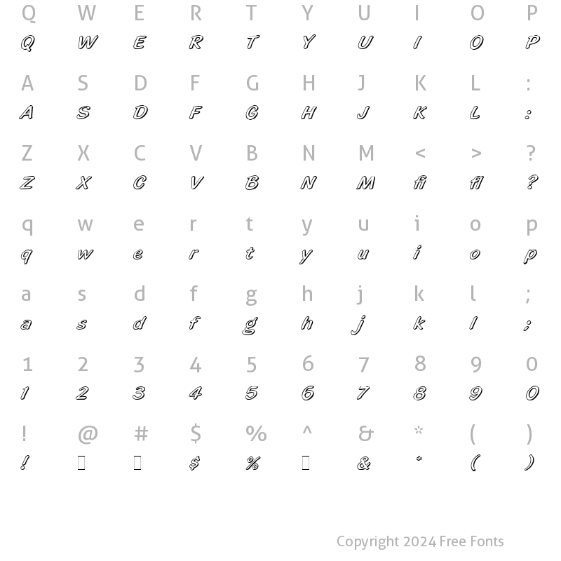 Character Map of Highlight LET Plain