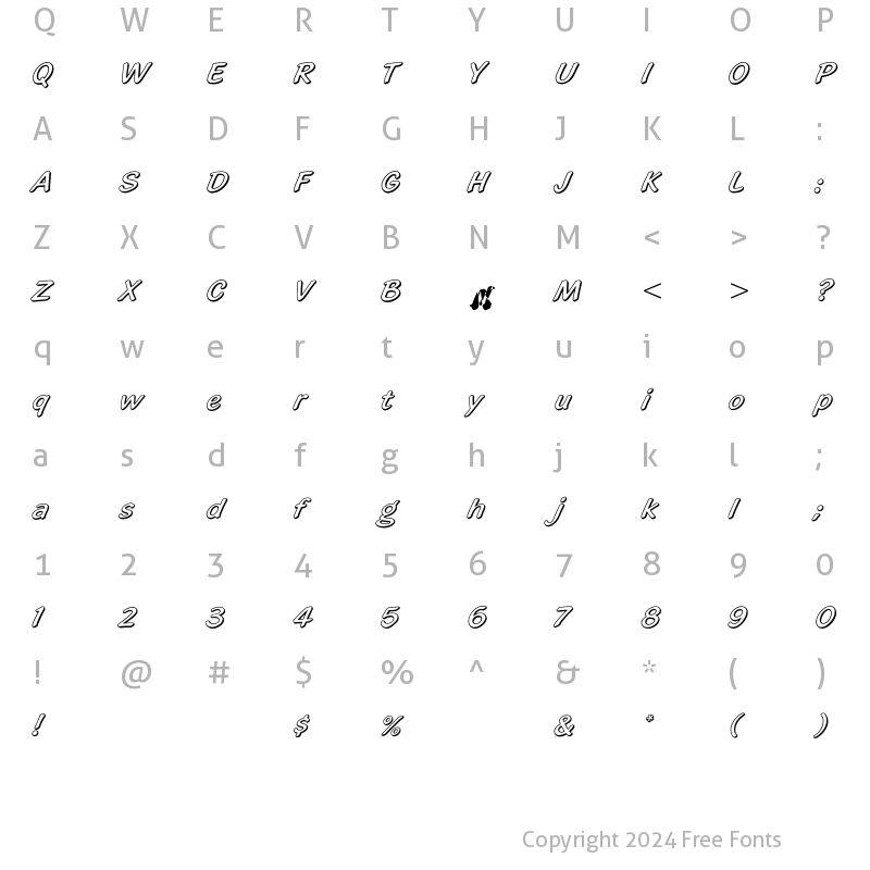 Character Map of Highlight LT Regular