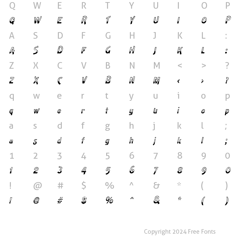 Character Map of HighNoon Italic