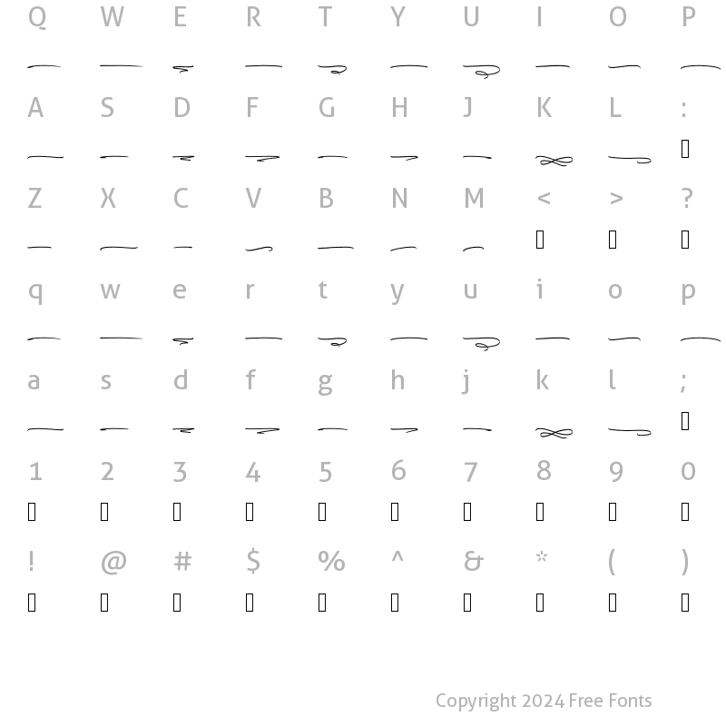 Character Map of Highnorth Swash Regular