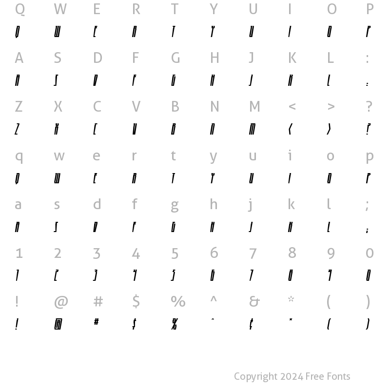 Character Map of HighRise BB Italic