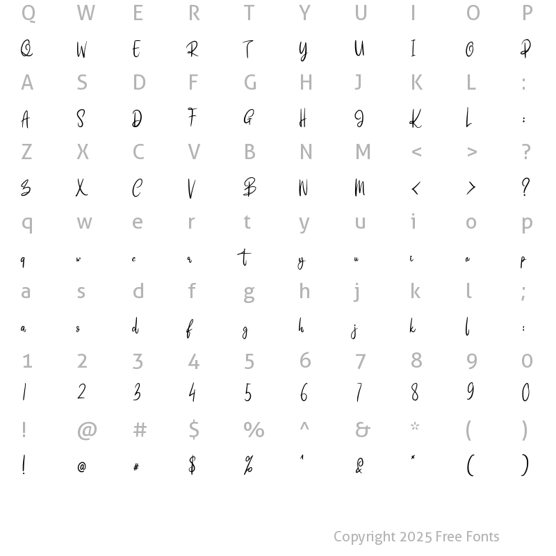 Character Map of Higlays Regular