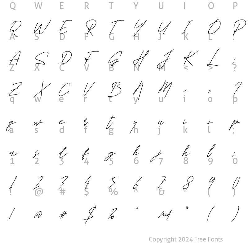 Character Map of Hikatta Italic