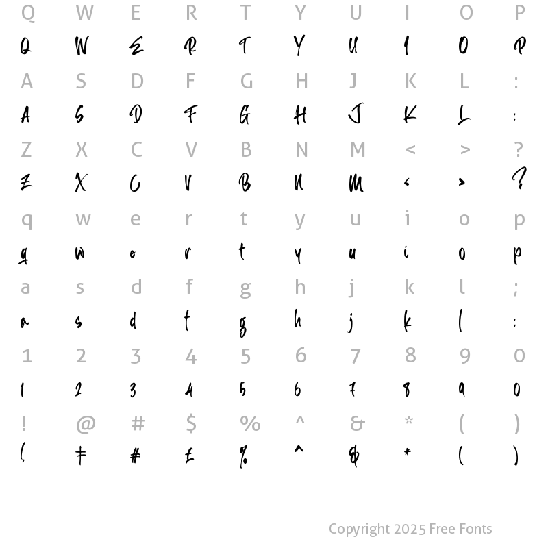 Character Map of Hikayoshi Regular