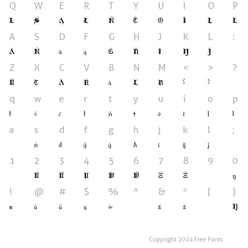 Character Map of Hilda Sonnenschein Extra Extra Characters