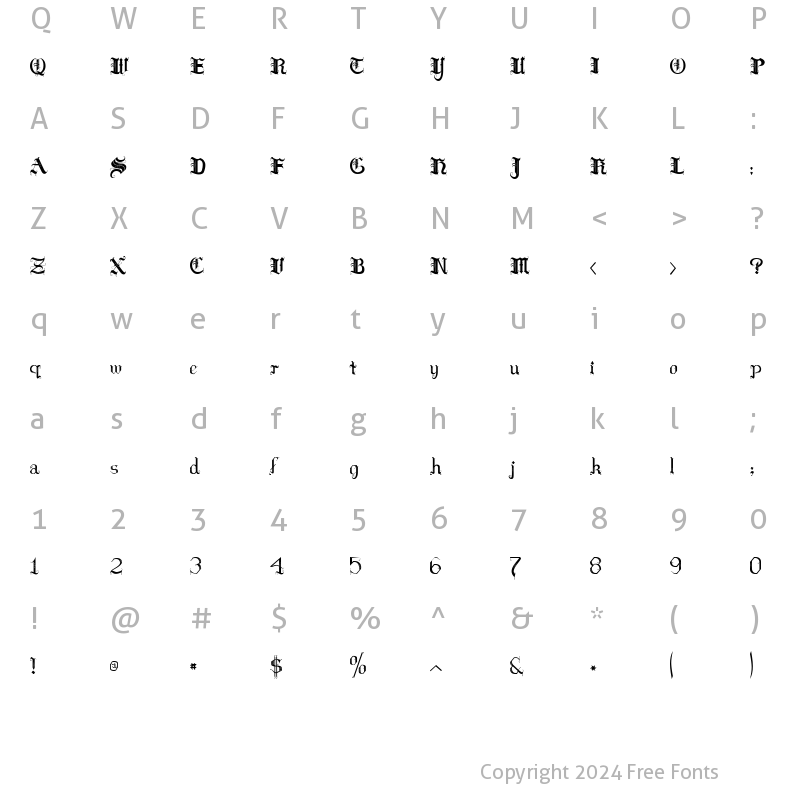 Character Map of Hilda Sonnenschein Regular