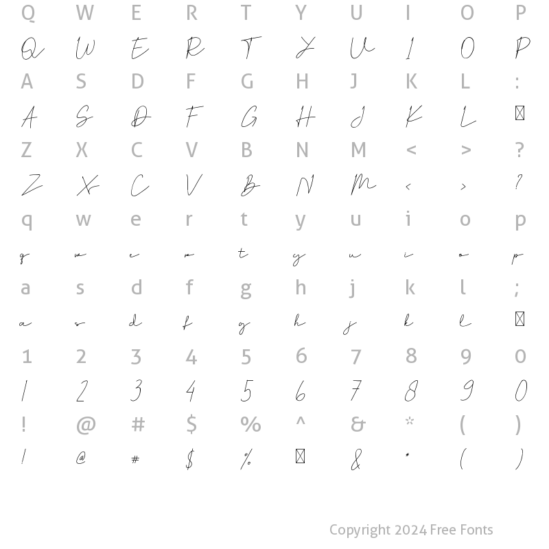 Character Map of Hiliana Regular