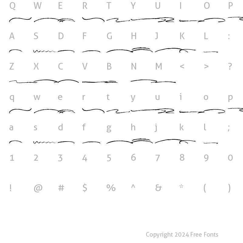 Character Map of Hill Stone Swash Regular