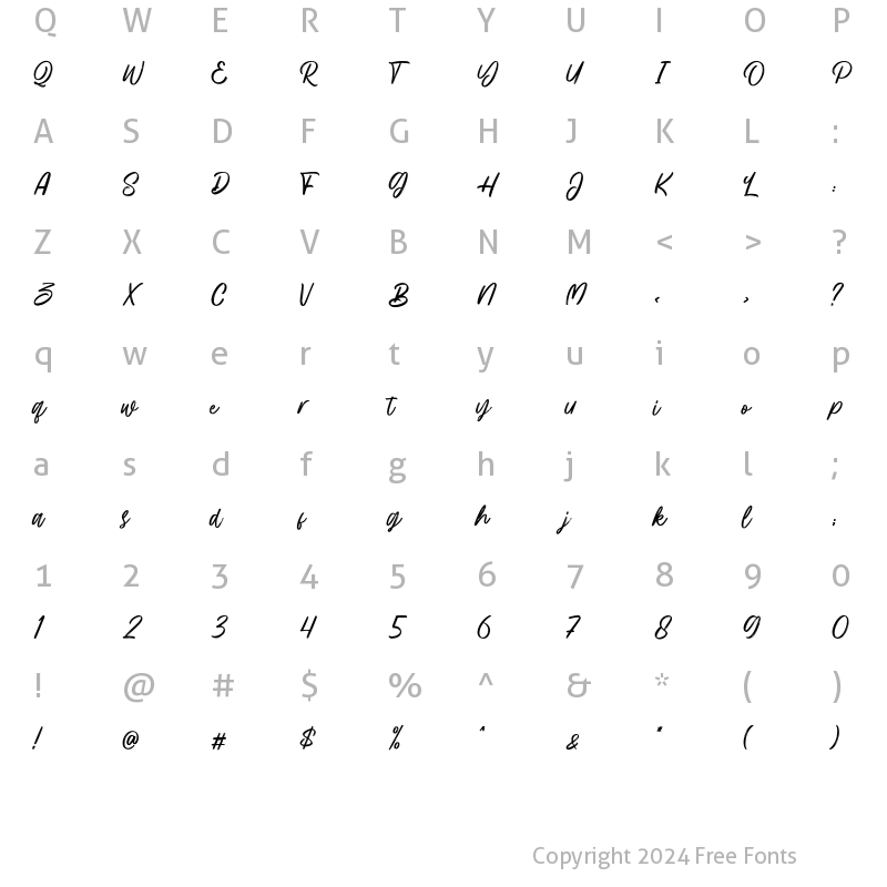 Character Map of Hillbear Regular