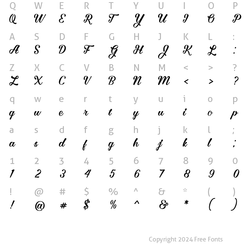 Character Map of hillda Regular