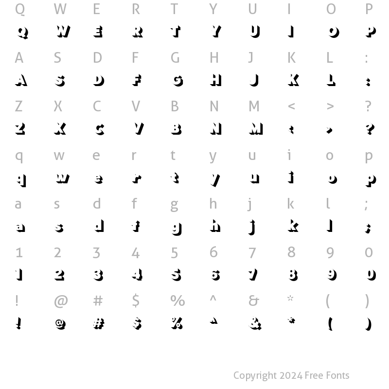 Character Map of Hillray Extrude