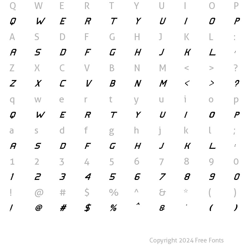 Character Map of Hillton and Absolute Italic