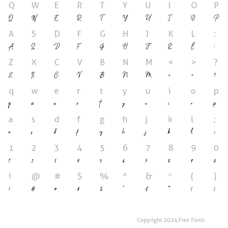 Character Map of Hilluxos Script Regular