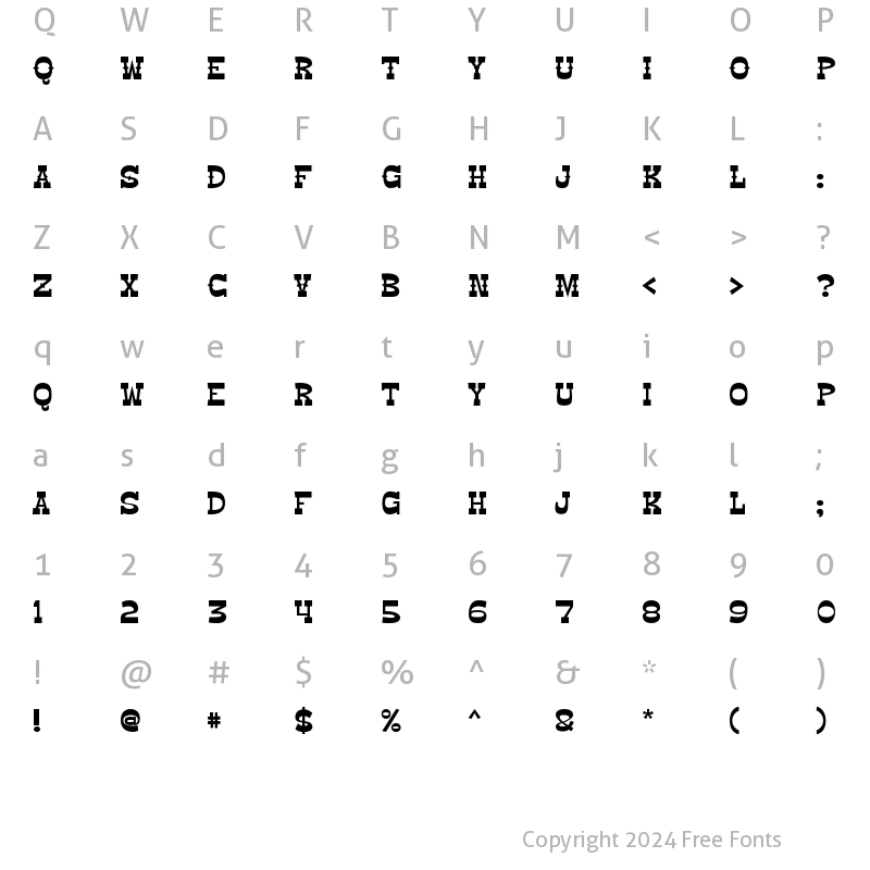 Character Map of Hilly The Kids Regular