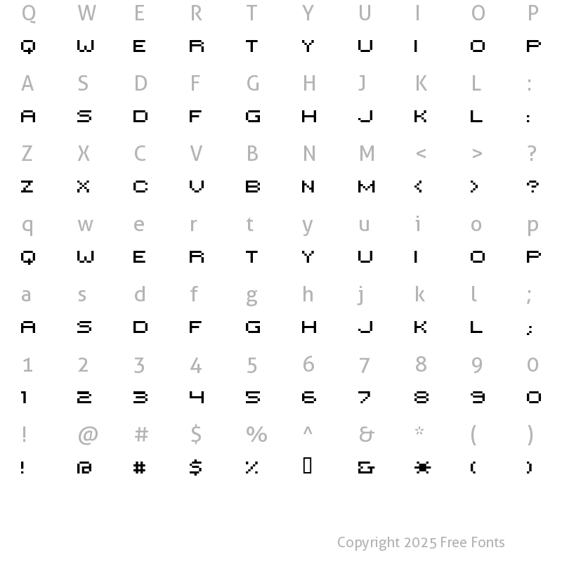 Character Map of HILOGINREG Regular