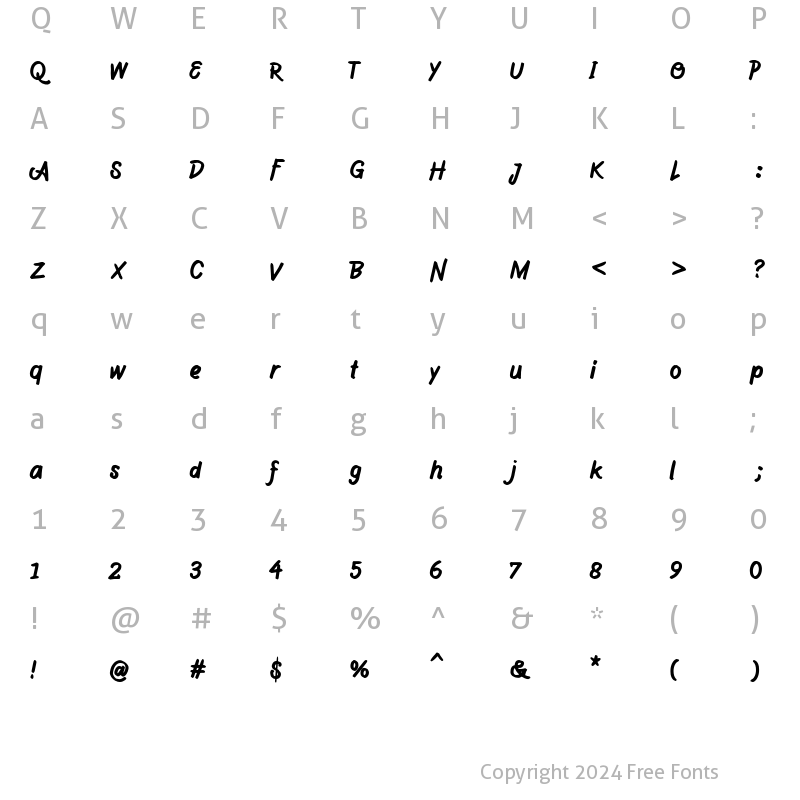 Character Map of Hilow Regular