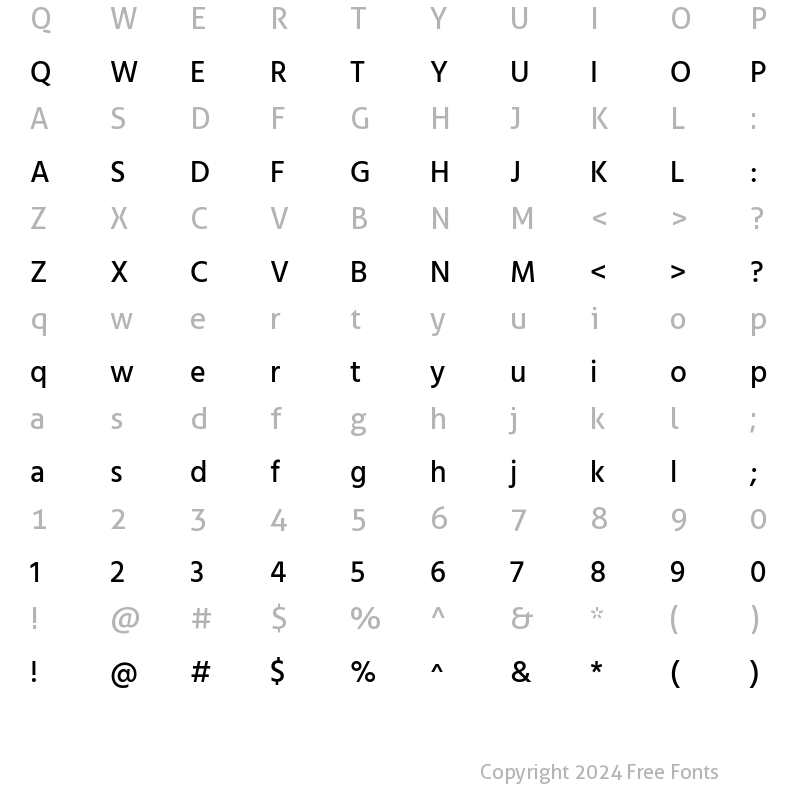 Character Map of Hind Medium