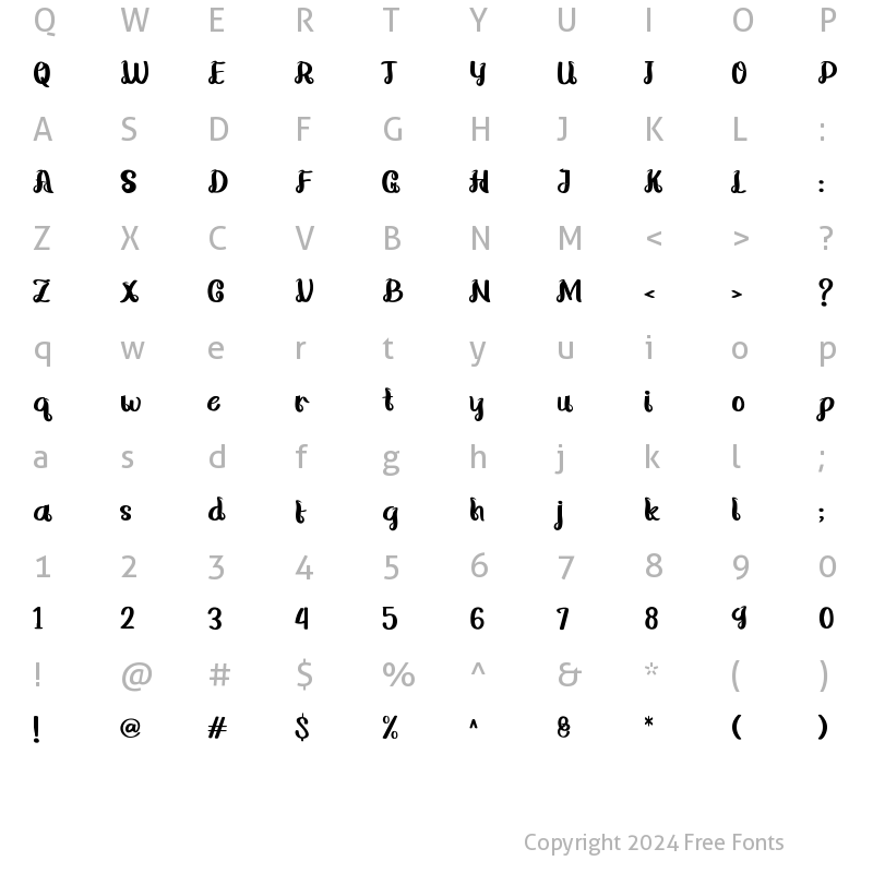 Character Map of Hindigo Regular