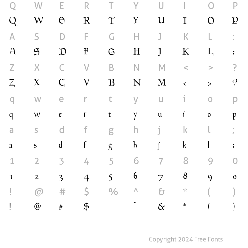 Character Map of HinghamText Regular