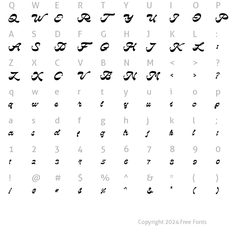 Character Map of Hinterland Regular