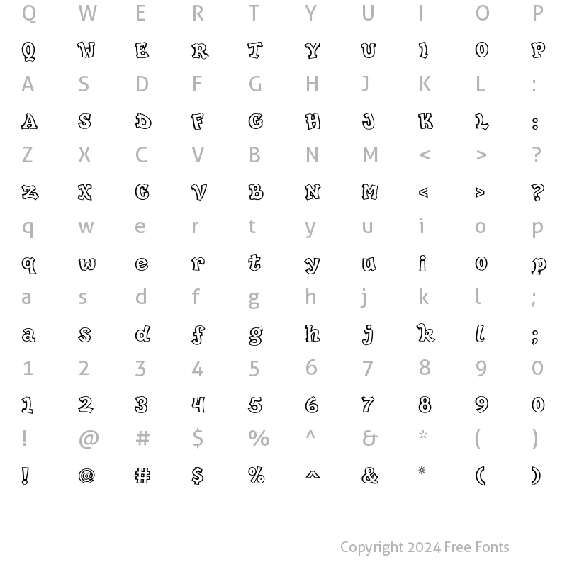 Character Map of HipHop Inline Regular