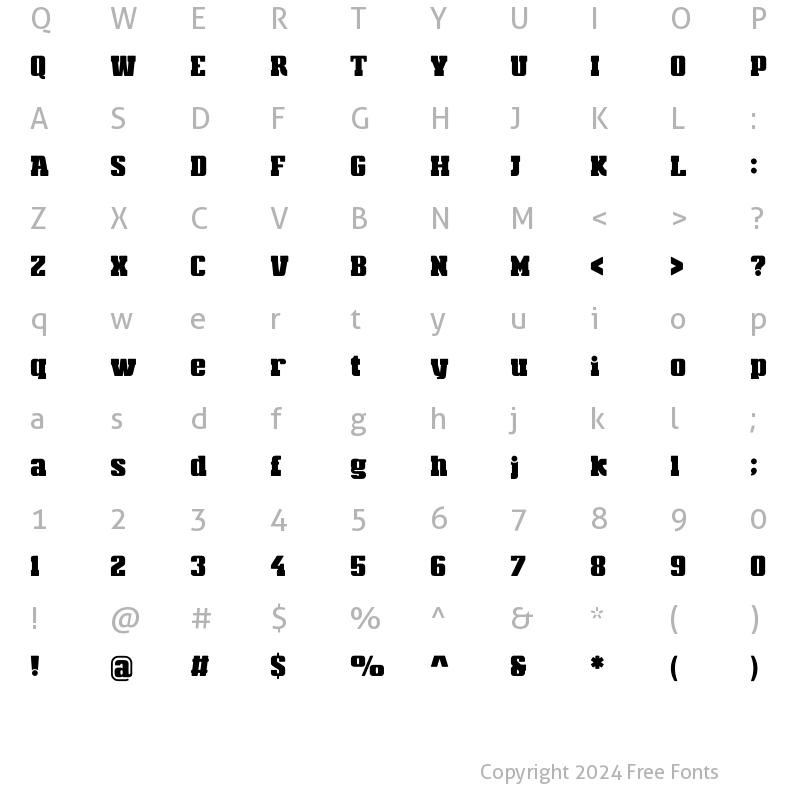 Character Map of Hipnot Regular