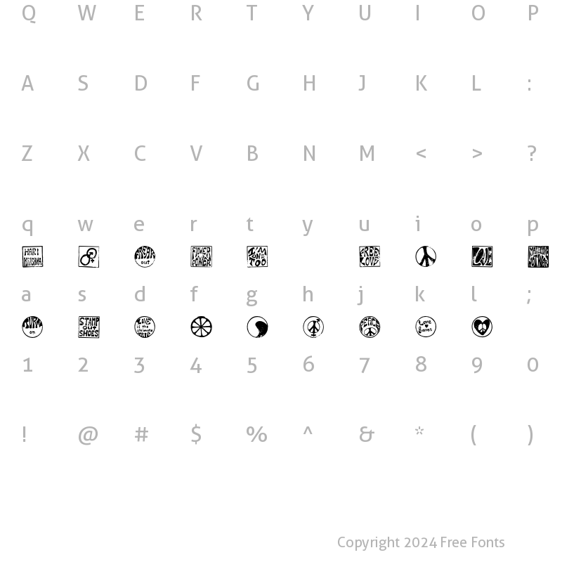 Character Map of Hippyman Regular